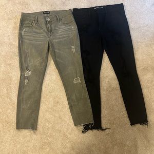 Express Olive and Black Cropped Women's Jeans